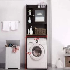 Miscool Naples 23.23 in. W x 68.11 in. H x 7.48 in. D Dark Brown Over-the-Toilet Storage with Adjustable Shelves 11 Miscool Naples 23.23 in. W x 68.11 in. H x 7.48 in. D Dark Brown Over-the-Toilet Storage with Adjustable Shelves -Toilet Storage Shop espresso miscool over the toilet storage bcych10c4888 4f 1000