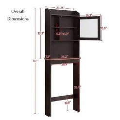 Miscool Naples 23.23 in. W x 68.11 in. H x 7.48 in. D Dark Brown Over-the-Toilet Storage with Adjustable Shelves 15 Miscool Naples 23.23 in. W x 68.11 in. H x 7.48 in. D Dark Brown Over-the-Toilet Storage with Adjustable Shelves -Toilet Storage Shop espresso miscool over the toilet storage bcych10c4888 76 1000