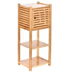 TOILETTREE Deluxe 14 in. L x 10 in. W x 34 in. H Space Saver 3-Tier Multifunction Storage Cabinet in Bambo -Toilet Storage Shop glossy toilettree over the toilet storage ttp bcab 1 1f 1000