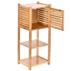 TOILETTREE Deluxe 14 in. L x 10 in. W x 34 in. H Space Saver 3-Tier Multifunction Storage Cabinet in Bambo -Toilet Storage Shop glossy toilettree over the toilet storage ttp bcab 1 4f 1000