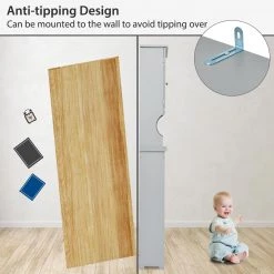 Costway 23.5 in. W x 67 in. H x 8.5 in. D Space Saver Gray Wood Over-the-Toilet Storage with Adjustable Shelf and Doors 18 Costway 23.5 in. W x 67 in. H x 8.5 in. D Space Saver Gray Wood Over-the-Toilet Storage with Adjustable Shelf and Doors -Toilet Storage Shop gray costway over the toilet storage ba7402gr fa 1000