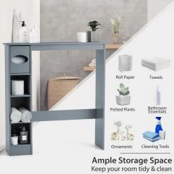 Costway 30 in. W x 32 in. H x 8 in. D Gray Wood Over-the-Toilet Storage Cabinet Bathroom Space Saver with Paper Holder -Toilet Storage Shop gray costway over the toilet storage hw63338gr 1f 1000