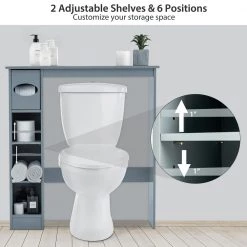 Costway 30 in. W x 32 in. H x 8 in. D Gray Wood Over-the-Toilet Storage Cabinet Bathroom Space Saver with Paper Holder -Toilet Storage Shop gray costway over the toilet storage hw63338gr 44 1000