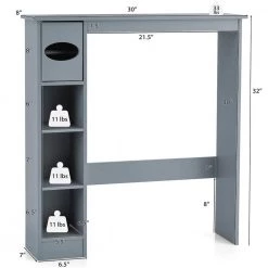 Costway 30 in. W x 32 in. H x 8 in. D Gray Wood Over-the-Toilet Storage Cabinet Bathroom Space Saver with Paper Holder -Toilet Storage Shop gray costway over the toilet storage hw63338gr 4f 1000