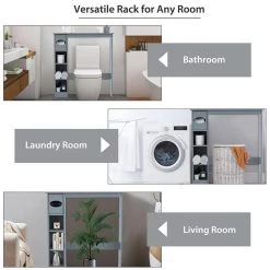 Costway 30 in. W x 32 in. H x 8 in. D Gray Wood Over-the-Toilet Storage Cabinet Bathroom Space Saver with Paper Holder -Toilet Storage Shop gray costway over the toilet storage hw63338gr fa 1000