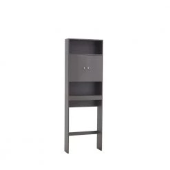 FORCLOVER 9.05 in. W x 62 in. H x 23.62 in. D Gray MDF Over-the-Toilet Storage with Top Cabinet