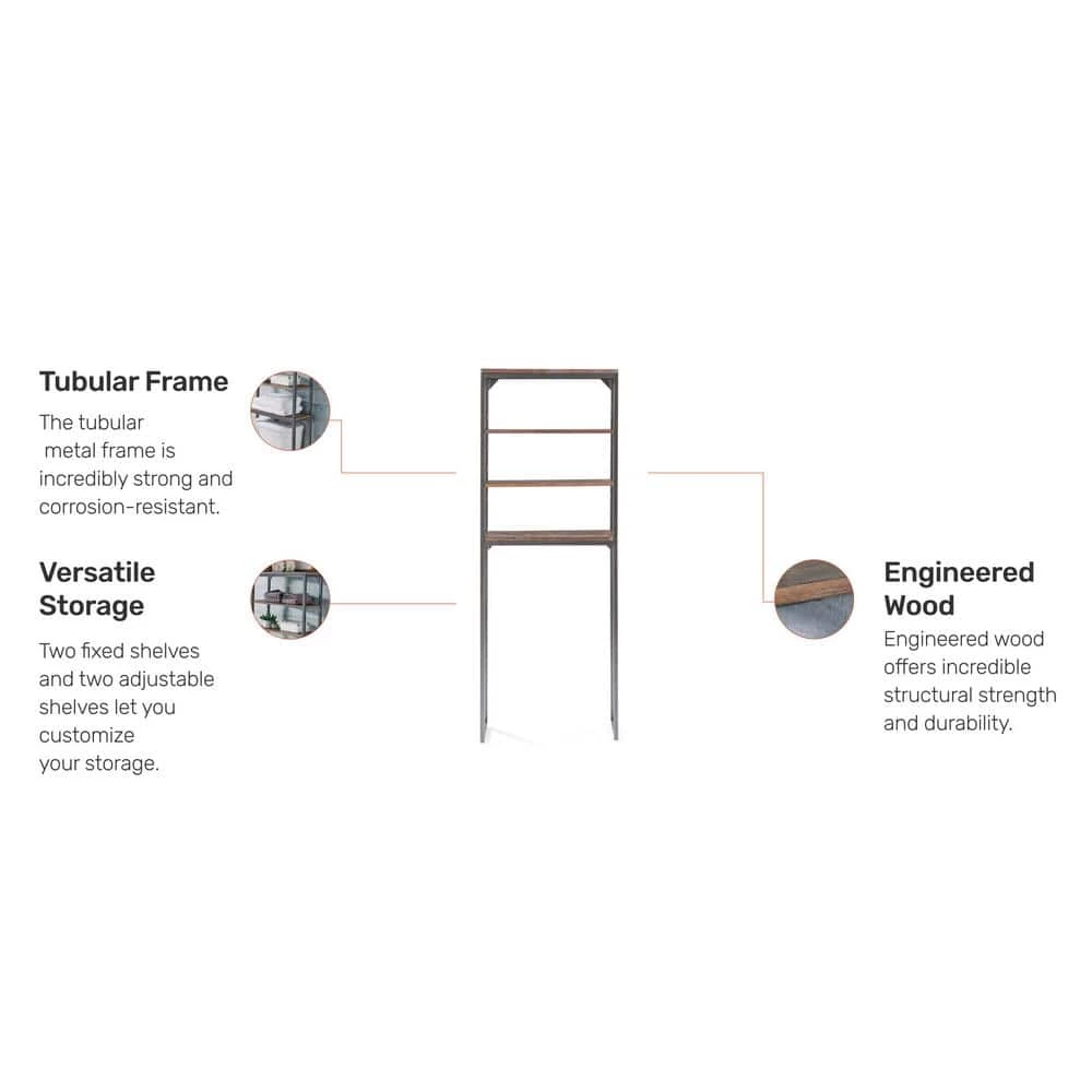HOMESTYLES Barnside Metro 25 in. W x 64 in. H x 8.5 in. D Gray Over-the-Toilet Storage 6 HOMESTYLES Barnside Metro 25 in. W x 64 in. H x 8.5 in. D Gray Over-the-Toilet Storage - Image 4