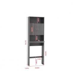 Aoibox 24.8 in. W x 7.87 in. D x 76.77 in. H Gray MDF Bathroom Over-the-Toilet Storage, with 3-Shelves and 1-Cabinet -Toilet Storage Shop gray over the toilet storage snmx3273 a0 1000