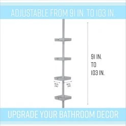 Bath Bliss 4 Tier Tension Corner Shower Organizer Caddy in Grey -Toilet Storage Shop grey bath bliss shower caddies 10000 grey 1f 1000