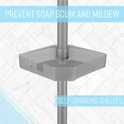 Bath Bliss 4 Tier Tension Corner Shower Organizer Caddy in Grey -Toilet Storage Shop grey bath bliss shower caddies 10000 grey 4f 1000