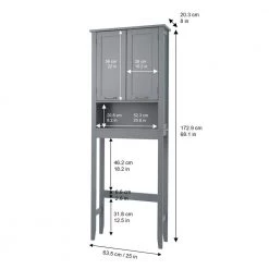 Teamson Home Mercer Mid Century Modern 25 in. W x 8 in. L x 68 in. H Wooden Over-the-Toilet Cabinet 16 Teamson Home Mercer Mid Century Modern 25 in. W x 8 in. L x 68 in. H Wooden Over-the-Toilet Cabinet -Toilet Storage Shop grey teamson home over the toilet storage ehf f0016 fa 1000