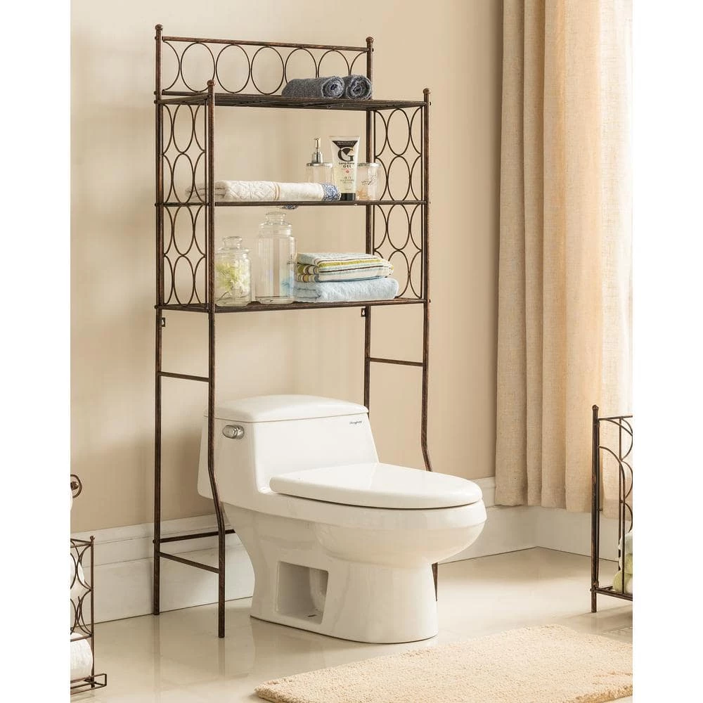 Kings Brand Furniture 24 in. W x 64 in. H x 12 in. D 3-Shelf Over-the-Toilet Storage Set 6 Kings Brand Furniture 24 in. W x 64 in. H x 12 in. D 3-Shelf Over-the-Toilet Storage Set - Image 4