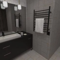 Amba Radiant 10-Bar Hardwired Towel Warmer in Matte Black -Toilet Storage Shop matte black amba towel warmers rwh smb a0 1000