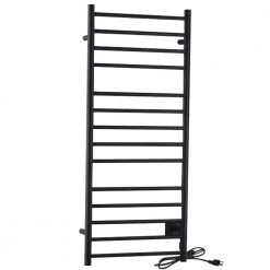 ANZZI Elgon 14-Bar Carbon Steel Electric Wall Mounted Towel Warmer Rack in Matte Black