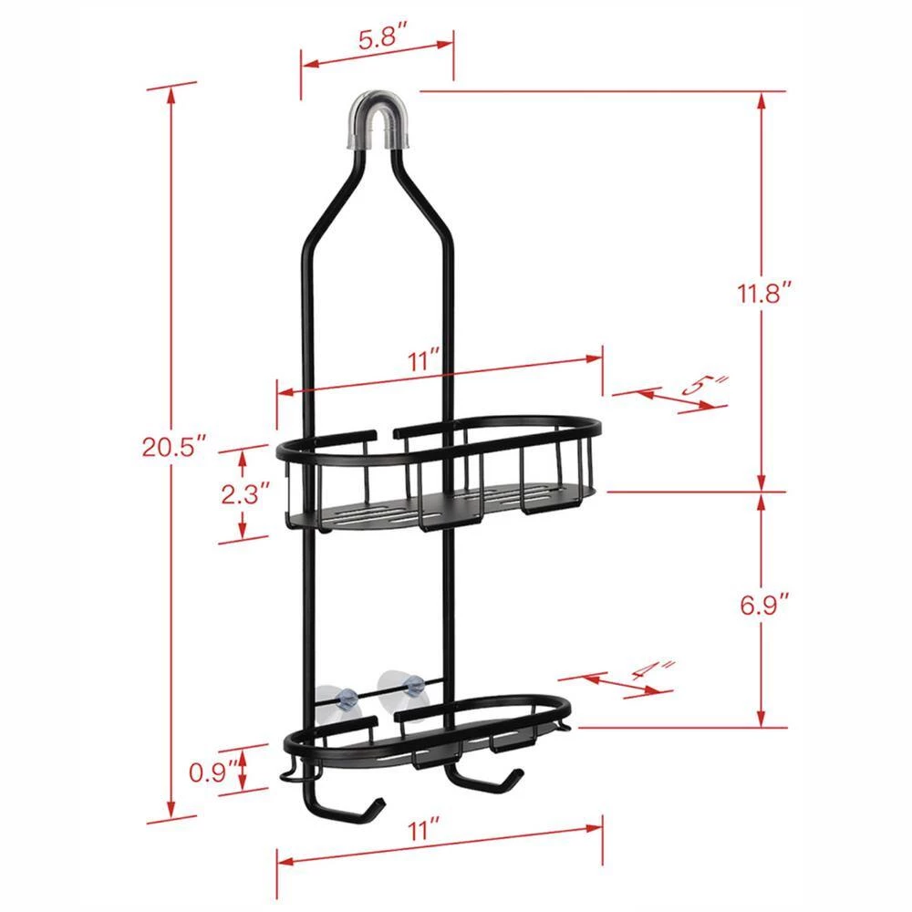 Utopia Alley 2-Shelf Aluminum Rustproof Shower Caddy 4 Utopia Alley 2-Shelf Aluminum Rustproof Shower Caddy - Image 2