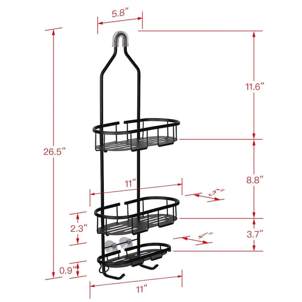 Utopia Alley 3-Shelf Aluminum Rustproof Shower Caddy 4 Utopia Alley 3-Shelf Aluminum Rustproof Shower Caddy - Image 2