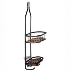 Utopia Alley 2-Teak Shelves Tia Rustproof Over the Shower Caddy 15 Utopia Alley 2-Teak Shelves Tia Rustproof Over the Shower Caddy -Toilet Storage Shop matte black utopia alley shower caddies shc15 4f 1000