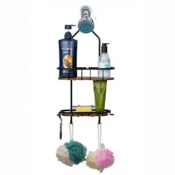 Utopia Alley 2-Teak Shelves Tia Rustproof Over the Shower Caddy 13 Utopia Alley 2-Teak Shelves Tia Rustproof Over the Shower Caddy -Toilet Storage Shop matte black utopia alley shower caddies shc15 66 1000