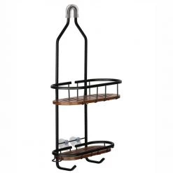 Utopia Alley 2-Teak Shelves Tia Rustproof Over the Shower Caddy 14 Utopia Alley 2-Teak Shelves Tia Rustproof Over the Shower Caddy -Toilet Storage Shop matte black utopia alley shower caddies shc15 c3 1000