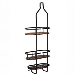 Utopia Alley Tia Rustproof Over the Shower Caddy, 3 Teak Shelves 16 Utopia Alley Tia Rustproof Over the Shower Caddy, 3 Teak Shelves -Toilet Storage Shop matte black utopia alley shower caddies shc16 1f 1000