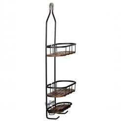 Utopia Alley Tia Rustproof Over the Shower Caddy, 3 Teak Shelves 15 Utopia Alley Tia Rustproof Over the Shower Caddy, 3 Teak Shelves -Toilet Storage Shop matte black utopia alley shower caddies shc16 4f 1000