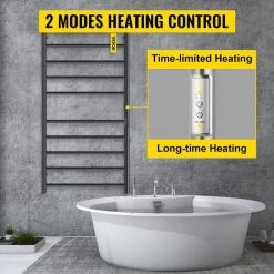 VEVOR Heated Towel Rack 10-Bar Towel Warmer Rack Electric Towel Drying Rack with Timer, Plug-in/Hardwired -Toilet Storage Shop matte black vevor towel warmers mjjrjps10110vp3zwv1 44 1000 1