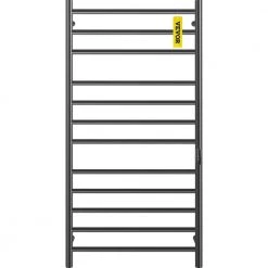 VEVOR 23.6 in. x 48 in. Plug-In Electric Towel Warmer 12-Bar Stainless Steel Heated Towel Rack with Timer for Bath Matte Black