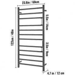 VEVOR 23.6 in. x 48 in. Plug-In Electric Towel Warmer 12-Bar Stainless Steel Heated Towel Rack with Timer for Bath Matte Black 16 VEVOR 23.6 in. x 48 in. Plug-In Electric Towel Warmer 12-Bar Stainless Steel Heated Towel Rack with Timer for Bath Matte Black -Toilet Storage Shop matte black vevor towel warmers mjjrjps12110vxde6v1 76 1000