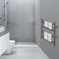 VEVOR 23.6 x 20 in. Electric Towel Warmer Rack 4-Bar Stainless Steel Heated Towel Rack with Timer for Bath, Matte Black 17 VEVOR 23.6 x 20 in. Electric Towel Warmer Rack 4-Bar Stainless Steel Heated Towel Rack with Timer for Bath, Matte Black -Toilet Storage Shop matte black vevor towel warmers mjjrjpsy4110videtv1 31 1000
