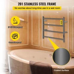 VEVOR 23.6 x 20 in. Electric Towel Warmer Rack 4-Bar Stainless Steel Heated Towel Rack with Timer for Bath, Matte Black 13 VEVOR 23.6 x 20 in. Electric Towel Warmer Rack 4-Bar Stainless Steel Heated Towel Rack with Timer for Bath, Matte Black -Toilet Storage Shop matte black vevor towel warmers mjjrjpsy4110videtv1 4f 1000