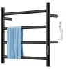 VEVOR 23.6 x 20 in. Electric Towel Warmer Rack 4-Bar Stainless Steel Heated Towel Rack with Timer for Bath, Matte Black -Toilet Storage Shop matte black vevor towel warmers mjjrjpsy4110videtv1 64 1000