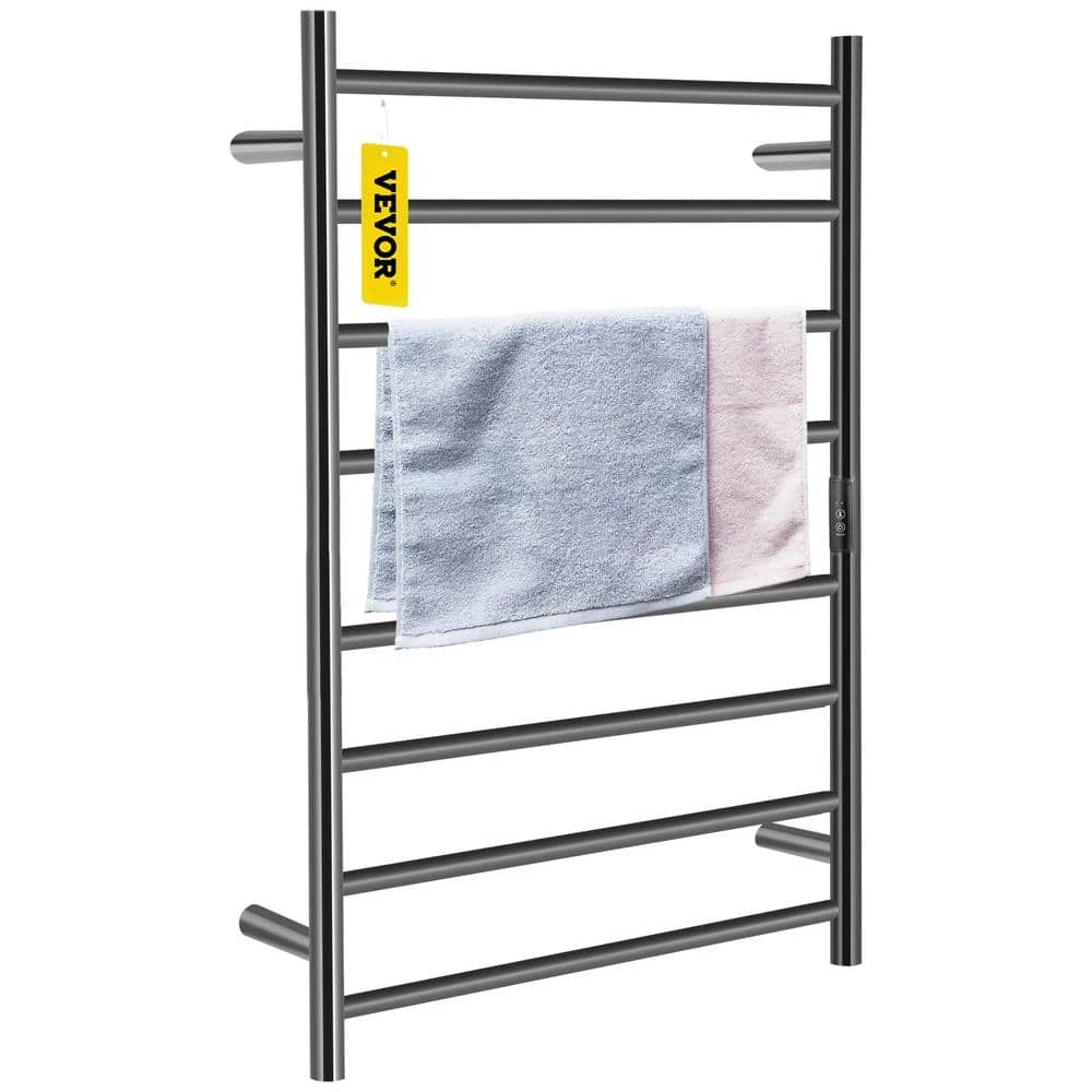 VEVOR Heated Towel Rack 8-Bar Towel Warmer Rack 23.6 x 33 in. Wall Mounted Electric Towel Warmer with Timer Towel Drying Rack 3 VEVOR Heated Towel Rack 8-Bar Towel Warmer Rack 23.6 x 33 in. Wall Mounted Electric Towel Warmer with Timer Towel Drying Rack