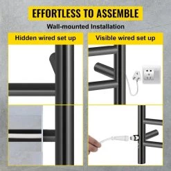 VEVOR Heated Towel Rack 8-Bar Towel Warmer Rack 23.6 x 33 in. Wall Mounted Electric Towel Warmer with Timer Towel Drying Rack 15 VEVOR Heated Towel Rack 8-Bar Towel Warmer Rack 23.6 x 33 in. Wall Mounted Electric Towel Warmer with Timer Towel Drying Rack -Toilet Storage Shop matte black vevor towel warmers mjjrjpsy8110v17gkv1 fa 1000