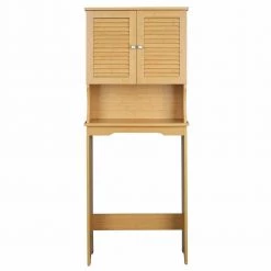Hooseng Grondin 23.62 in. W x 62.4 in. H x 9.06 in. D Brown Bamboo Over-the-Toilet Storage in Natural