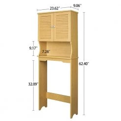 Hooseng Grondin 23.62 in. W x 62.4 in. H x 9.06 in. D Brown Bamboo Over-the-Toilet Storage in Natural -Toilet Storage Shop natural hooseng over the toilet storage kimw1295540491 c3 1000