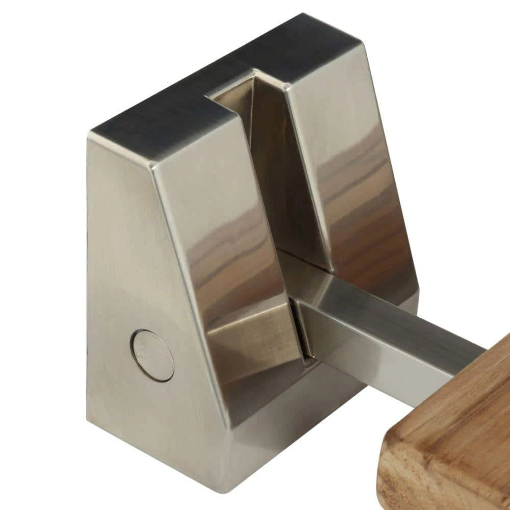 Unbranded 16 in. Teak Wall Mount Slatted Folding Shower Seat with Brushed Nickel Trim 5 Unbranded 16 in. Teak Wall Mount Slatted Folding Shower Seat with Brushed Nickel Trim - Image 3