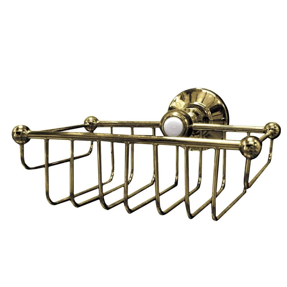 Westbrass Wall Mount Wire Shower Basket in Polished Brass 3 Westbrass Wall Mount Wire Shower Basket in Polished Brass