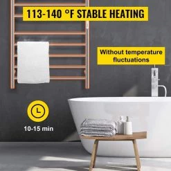 VEVOR Heated Towel Rack 12-Bar Towel Warmer Rack Wall Mounted Electric Towel Warmer Electric Towel Drying Rack with Timer -Toilet Storage Shop polished silver vevor towel warmers mjjrjpg12110v0xk2v1 1f 1000 1
