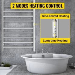 VEVOR Heated Towel Rack 12-Bar Towel Warmer Rack Wall Mounted Electric Towel Warmer Electric Towel Drying Rack with Timer -Toilet Storage Shop polished silver vevor towel warmers mjjrjpg12110v0xk2v1 44 1000 1