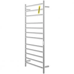 VEVOR 12-Bar Stainless Steel Towel Warmer Rack 23.6 x 48 in. Wall Mounted Electric Towel Warmer with Timer for Bath, Silver