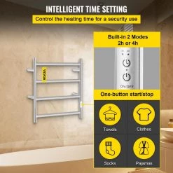VEVOR Heated Towel Rack 4-Bar Polished Stainless Steel Electric Towel Warmer with Timer Towel Warmer Rack,UL Certificated 14 VEVOR Heated Towel Rack 4-Bar Polished Stainless Steel Electric Towel Warmer with Timer Towel Warmer Rack,UL Certificated -Toilet Storage Shop polished silver vevor towel warmers mjjrjpgl4110vy7t9v1 44 1000