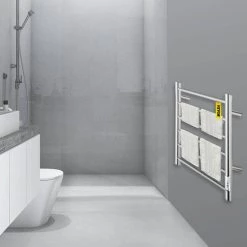 VEVOR Heated Towel Rack 6-Bar Stainless Steel Electric Towel Warmer with Timer Electric Towel Drying Rack,UL Certificated -Toilet Storage Shop polished silver vevor towel warmers mjjrjpgl6110vpya5v1 31 1000