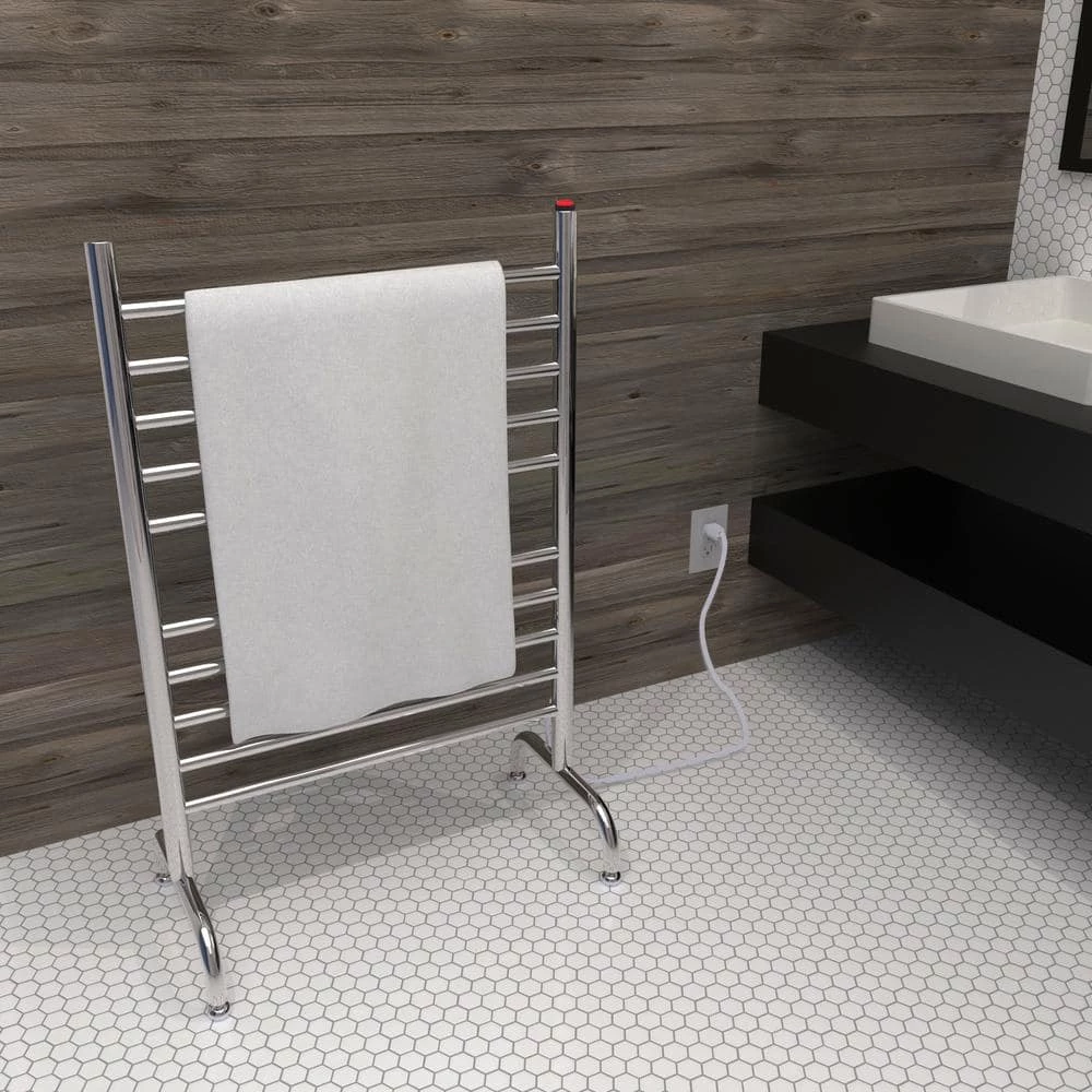 Amba Solo 24in Wide Freestanding 10-Bar Plug-in Electric Towel Warmer in Polished Stainless Steel 4 Amba Solo 24in Wide Freestanding 10-Bar Plug-in Electric Towel Warmer in Polished Stainless Steel - Image 2