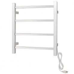 WarmlyYours 4-Bar Palma Towel Warmer, Plug-In, Polished Stainless Steel
