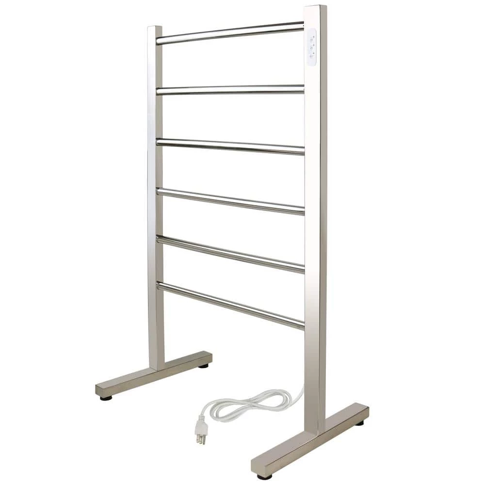 WarmlyYours 6-Bar Ibiza Freestanding Towel Warmer, Hardwired, Polished Stainless Steel 3 WarmlyYours 6-Bar Ibiza Freestanding Towel Warmer, Hardwired, Polished Stainless Steel