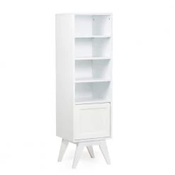 Simpli Home Draper 55.9 in. H x 15.75 in. W Bath Storage Tower in Pure White