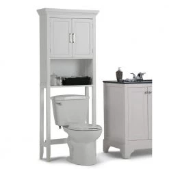 Simpli Home Avington 67 in. H 27 in. W Space Saver Bath Cabinet in Pure White -Toilet Storage Shop pure white simpli home over the toilet storage axcbsavn07 wh 31 1000