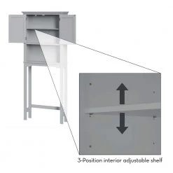 RiverRidge Home Somerset 27.3 in. W x 64.2 in. H x 7.87 in. D Gray Over-the-Toilet Storage -Toilet Storage Shop riverridge home over the toilet storage 06 079 44 1000