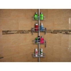 Utopia Alley Flat Shelf, Rustproof Corner Shower Caddy, Satin Chrome -Toilet Storage Shop satin chrome utopia alley shower caddies pc3al 76 1000