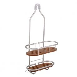 Utopia Alley Tia Rustproof Over the Shower Caddy, Teak Shelves